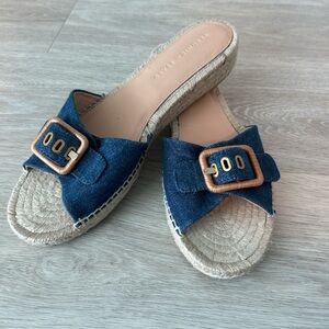 Veronica Beard sandals women’s 11 Denim Buckle Slide Resort Summer